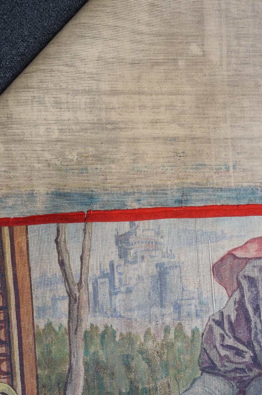 A late 19th century early 20th century cartoon of an earlier mythological biblical scened tapestry based on and after Jan Cornelisz Vermeyen’s similar series of nine commissioned by Charles V of France. 134 cm wide x 220